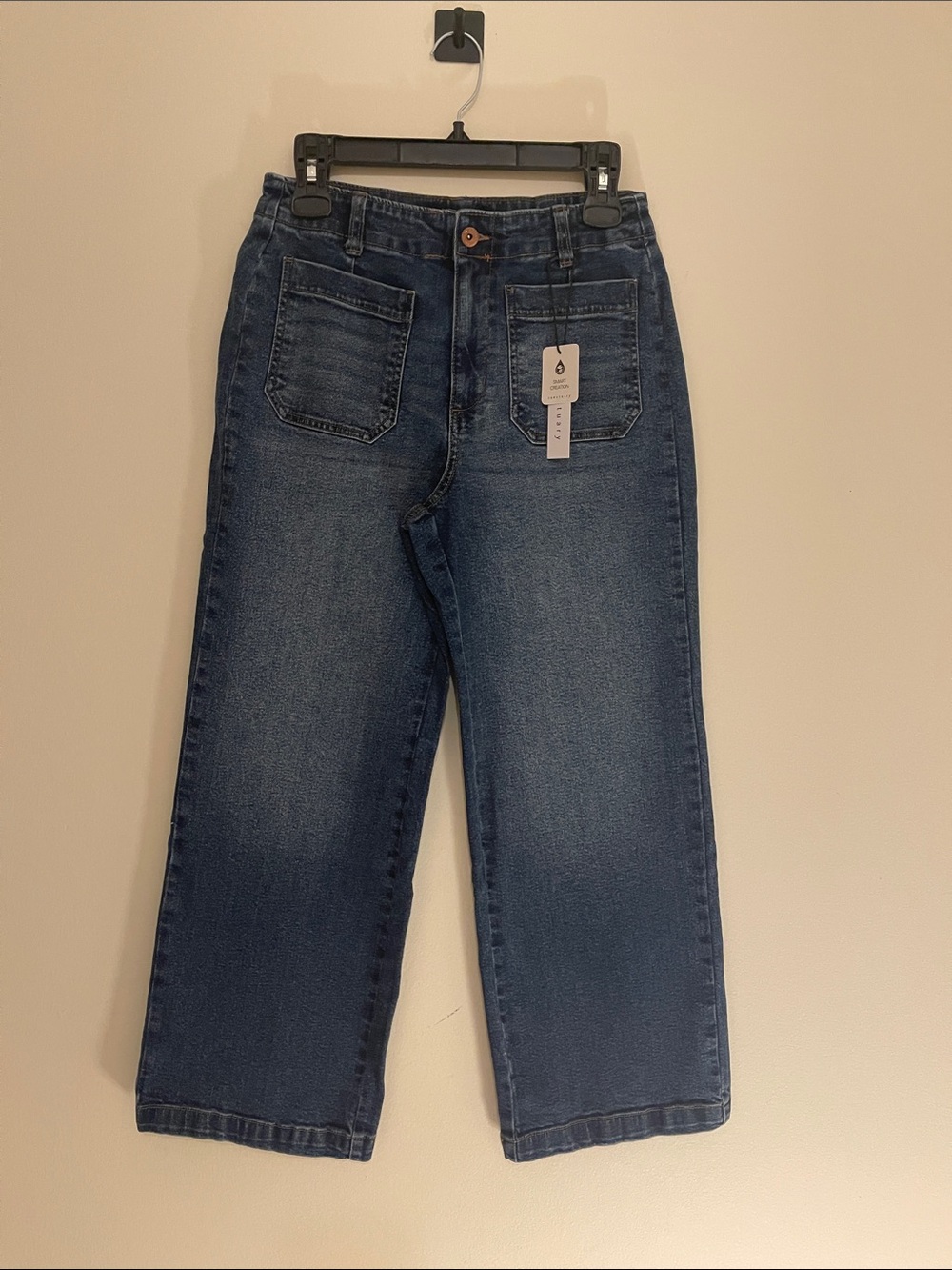 Sanctuary Indigo Wide-Leg Jeans with Front Patch Pockets